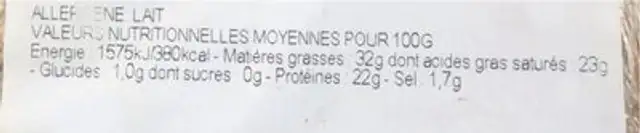 Pyrenees melange etchola nutrition facts table