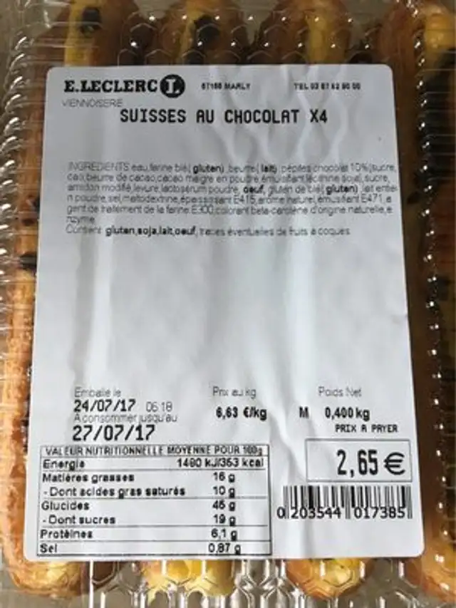 Suisses au chocolat front packaging