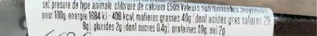 Fromage Délice de Bourgogne Lait Pasteurisé Vache nutrition facts table