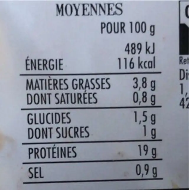 Brochette de poulet marinees provencale nutrition facts table