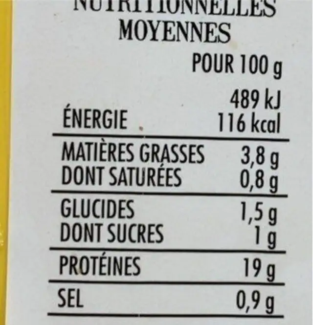 Brochettes de poulet mariné provençale nutrition facts table