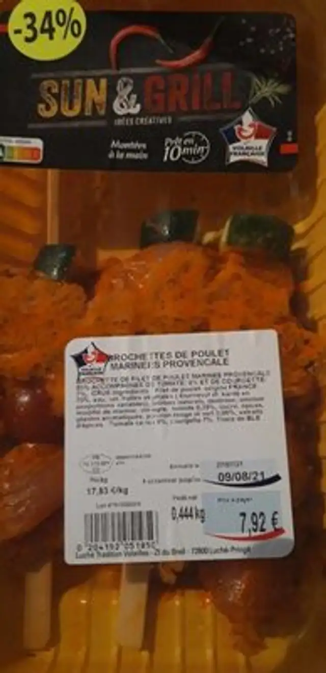 Brochettes de poulet marinées provençales