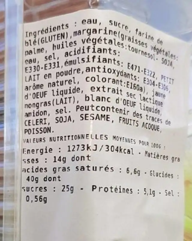 Pasteis de natas nutrition facts table