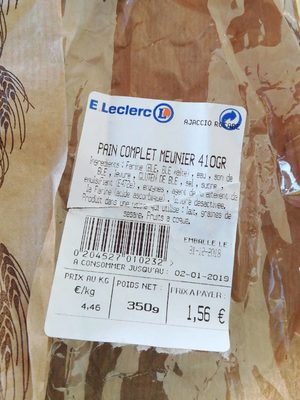 Pain complet meunier 410gr