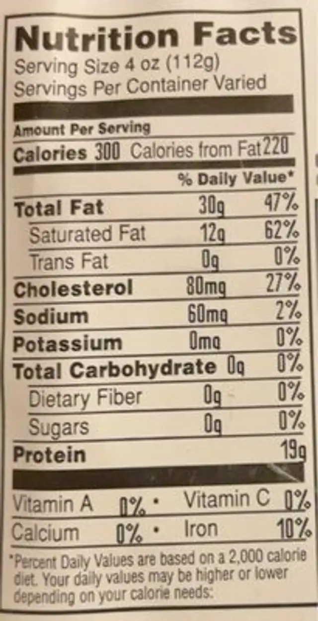 Grass fed beef boneless ribeye steak nutrition facts table