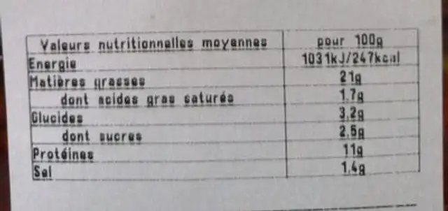 Marinade de gambas escabeche nutrition facts table