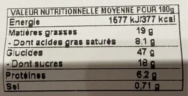 12 mini beignets choc. nois. caram. fraise nutrition facts table