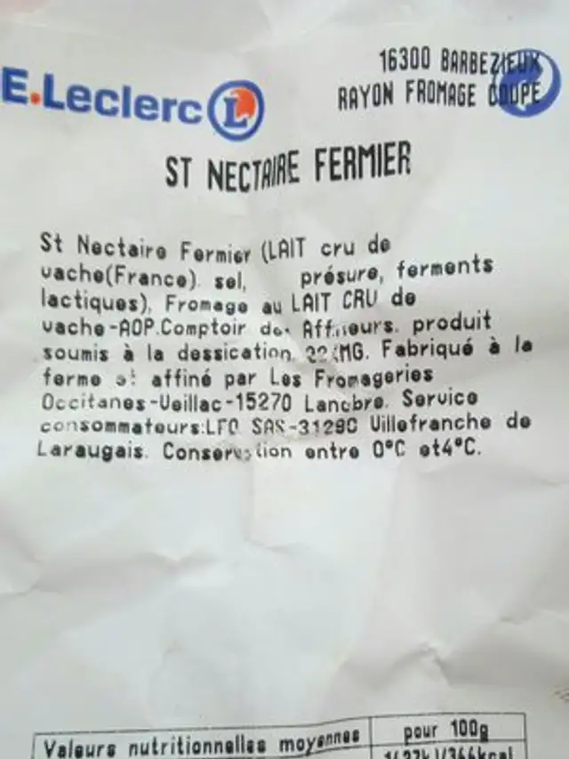 Saint Necter ingredients label