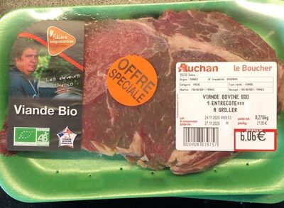 Viande bovine bio entrecote a griller