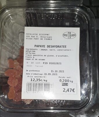 Papaye déshydratée