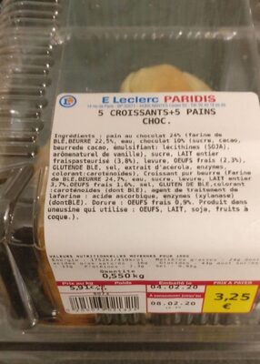 5 croissants et 5 pains chocolat