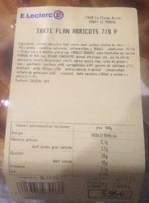 Tarte flan abricots 7/8 p