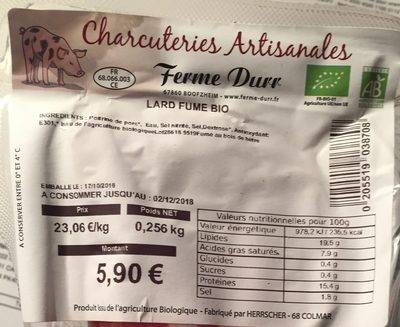 Lard fume bio front packaging
