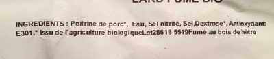 Lard fume bio ingredients label