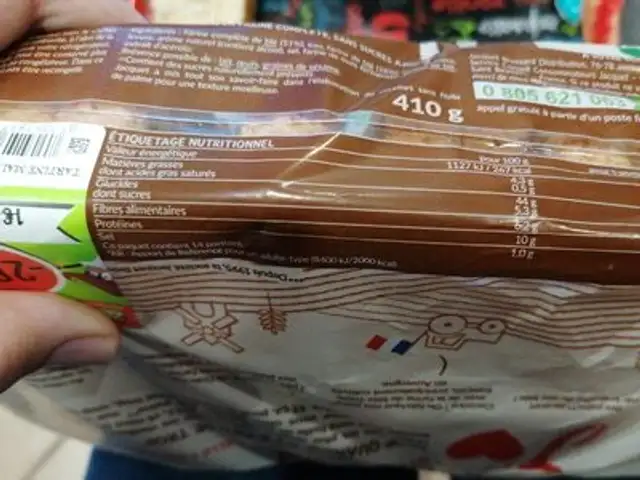 Tartine p'tit dej nutrition facts table