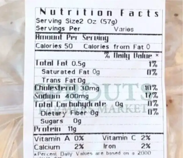 Garlic and Herb Chicken Breast nutrition facts table