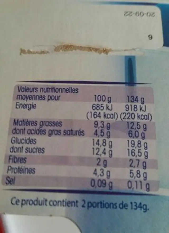 Yaourts à la grecque graines et céréales sur lit de miel nutrition facts table