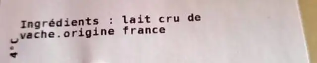 Comté nutrition facts table