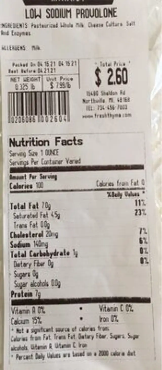 Low sodium Provolone cheese