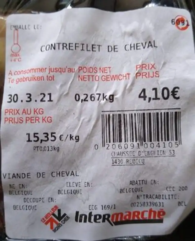 Filet de cheval nutrition facts table