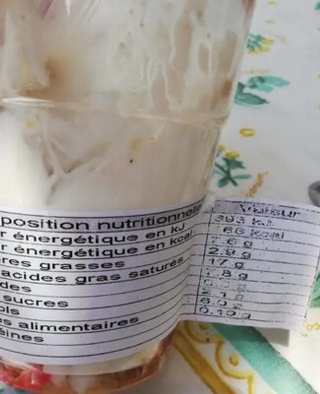 Fromage frais framboise nutrition facts table