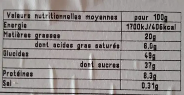 Saint medard nutrition facts table