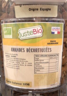 Amandes décortiquées front packaging