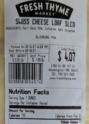 Swiss Cheese Slice front packaging