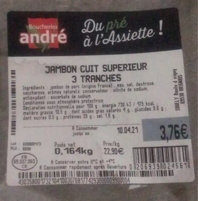 Jambon cuit superieur
