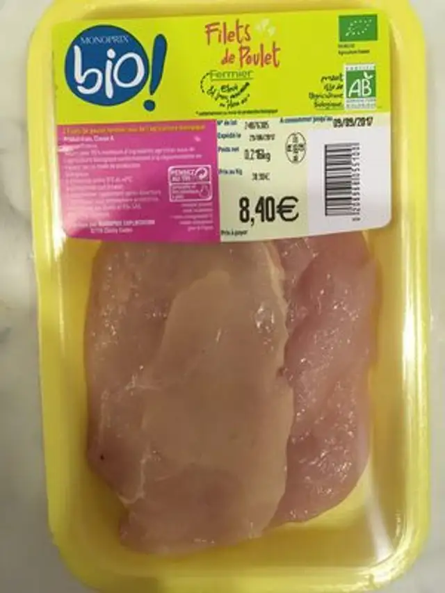 Filet de poulet bio front packaging