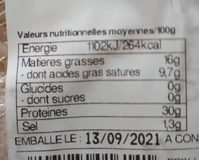 Nazareth light nutrition facts table