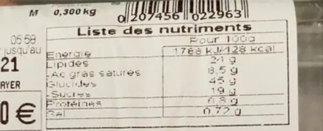 beignet fourre chocolat nutrition facts table