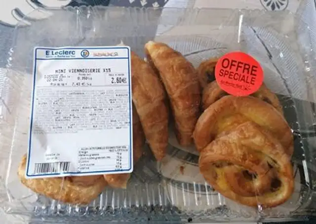 Mini viennoiserie nutrition facts table