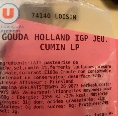Gouda holland igp Jeu. Cumin lp