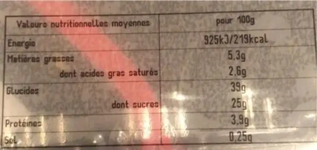 eclair cafe nutrition facts table