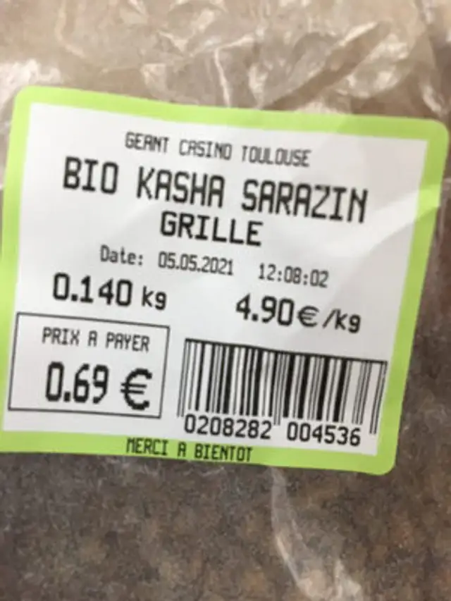 Bio. Kasha sarazin grillé nutrition facts table