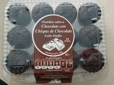 Pastelitos sabor con chocolate con chispas de chocolate estilo muffin