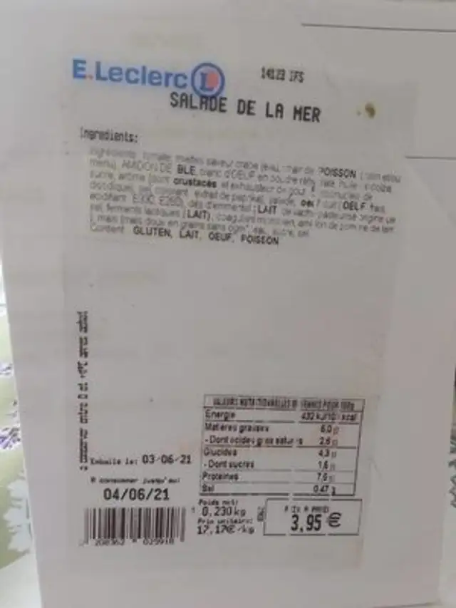 Salade de la mzr nutrition facts table