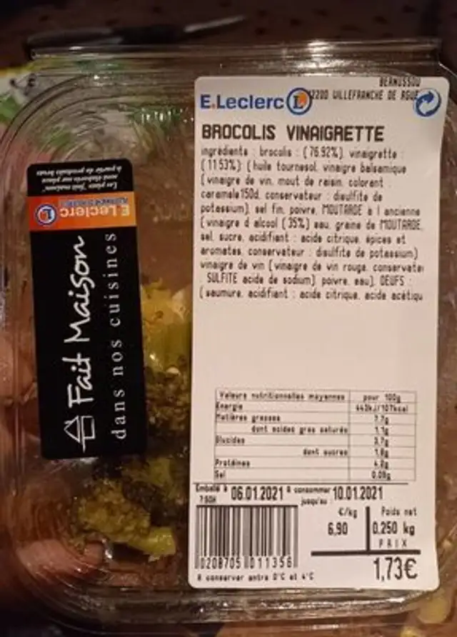 Brocolis vinaigrette front packaging