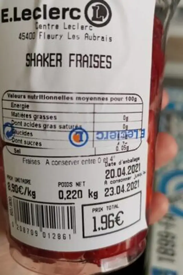 fraise nutrition facts table