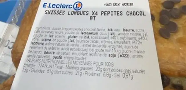 Brioche nutrition facts table