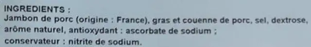 Cœur de couenne ingredients label