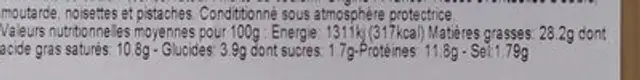 Crème de foie nutrition facts table