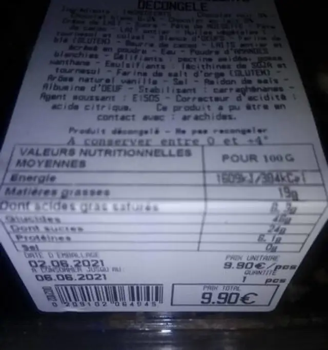 Craquant 3 chocolat nutrition facts table