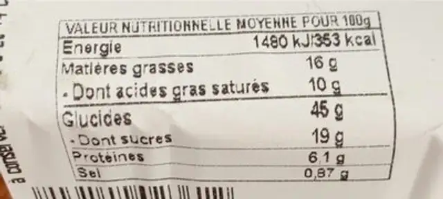 Suisse chocolat x 4 nutrition facts table