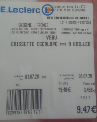 Escalopes à griller