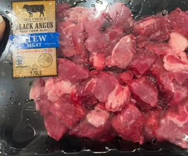 Beef stew meat front packaging