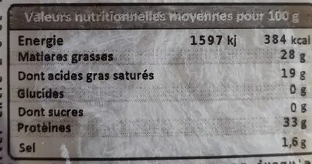 Parmigianino Reggiano AOP e.leclerc nutrition facts table