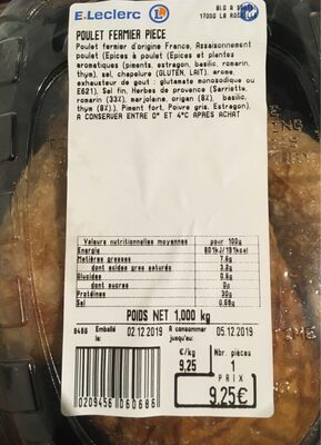 Poulet fermier piece