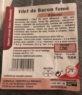 Filet de bacon fumé front packaging